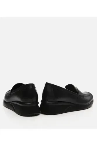 Haqiqiy charm qora ayollar loafer poyabzali - 5