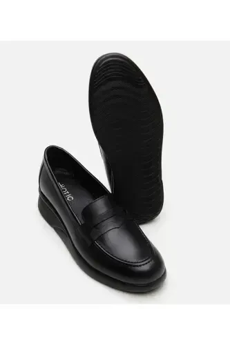 Haqiqiy charm qora ayollar loafer poyabzali - 6