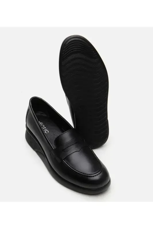 Haqiqiy charm qora ayollar loafer poyabzali - 7