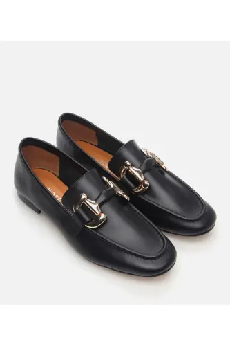 Haqiqiy charm qora ayollar loafer poyabzali - 2