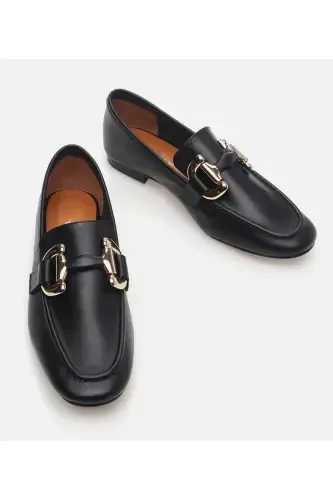 Haqiqiy charm qora ayollar loafer poyabzali - 4