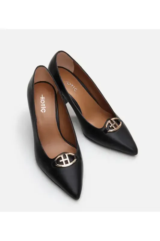 Haqiqiy charm qora ayollar stiletto - 3