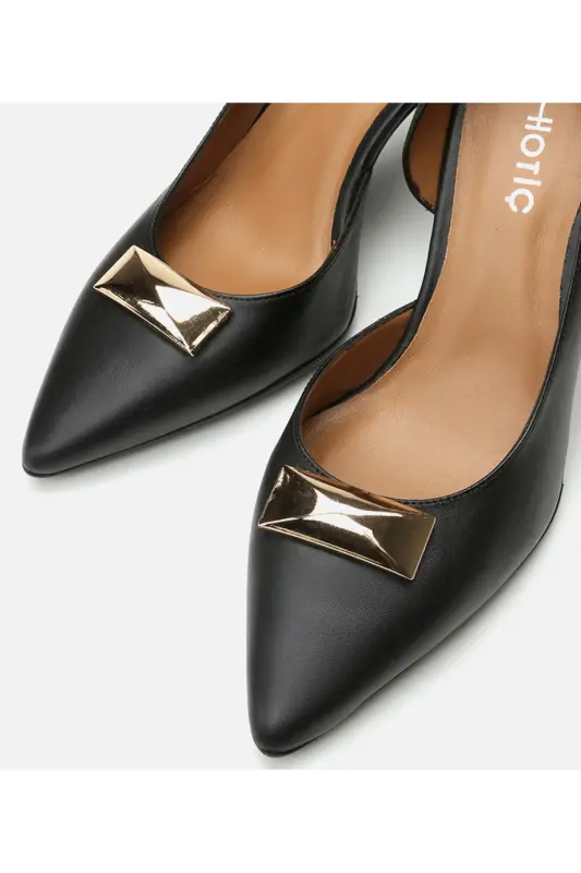 Haqiqiy charm qora ayollar stilettosi - 3