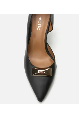 Haqiqiy charm qora ayollar stilettosi - 4