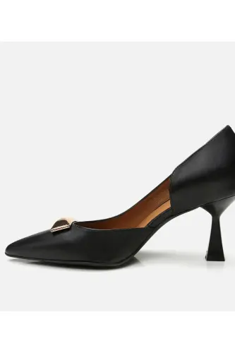 Haqiqiy charm qora ayollar stilettosi - 5