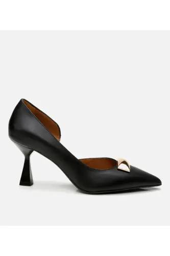 Haqiqiy charm qora ayollar stilettosi - 1