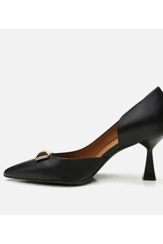 Haqiqiy charm qora ayollar stilettosi - 5