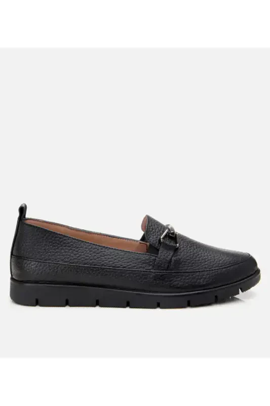 Haqiqiy charm qora ayollar toʻqali loafer - 1