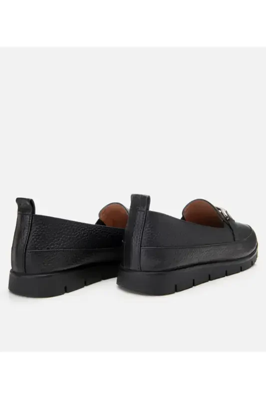 Haqiqiy charm qora ayollar toʻqali loafer - 6