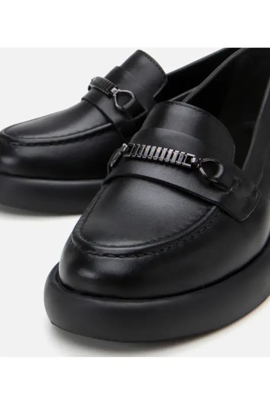 Haqiqiy charm qora ayollar to'qali loafer - 4