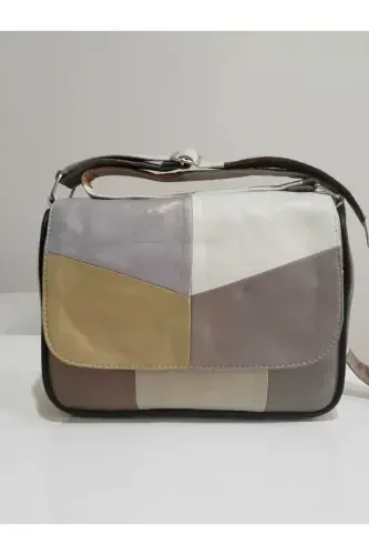 HAQIQIY TERI AYOL SUMKASI (25SM X 20SM)-YOZGI ARALASH RANGLAR 12 - 1