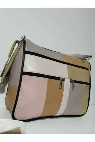 HAQIQIY TERI AYOL SUMKASI (28SM X 24SM)-YOZGI OCHIQ ARALASH RANGLAR 2 - 3