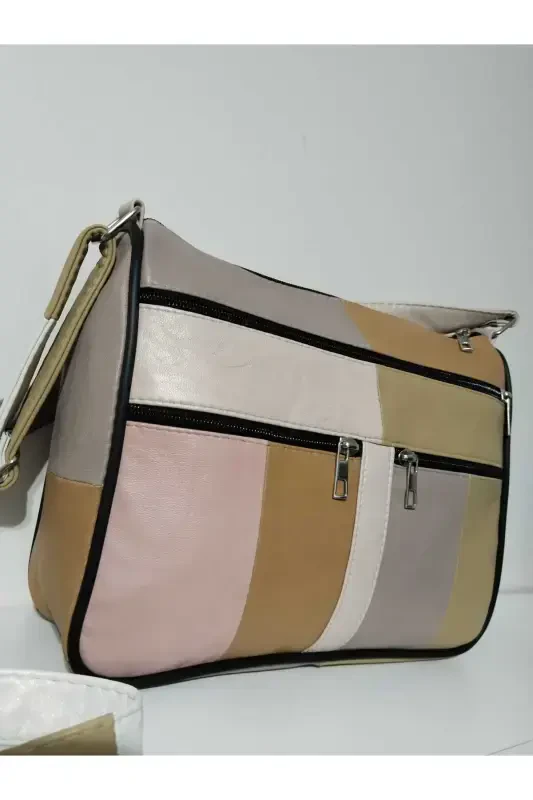 HAQIQIY TERI AYOL SUMKASI (28SM X 24SM)-YOZGI OCHIQ ARALASH RANGLAR 2 - 3