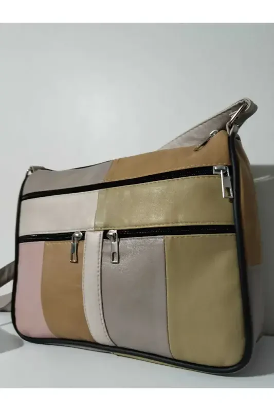 HAQIQIY TERI AYOL SUMKASI (28SM X 24SM)-YOZGI OCHIQ ARALASH RANGLAR 2 - 4