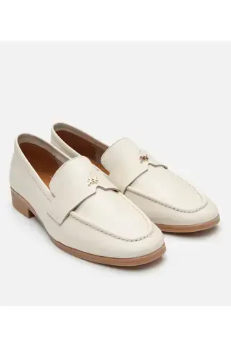 Haqiqiy Teri Ekru Ayollar Loafer - 11