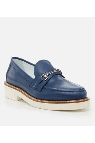 Haqiqiy teri lacivert ayollar loafer - 2