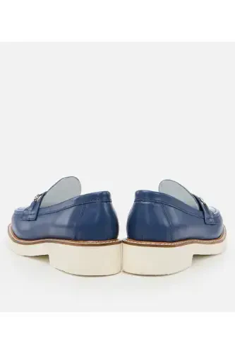 Haqiqiy teri lacivert ayollar loafer - 3