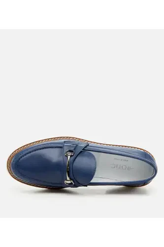 Haqiqiy teri lacivert ayollar loafer - 4