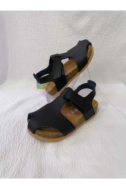 HAQIQIY TERI ORTOPEDIK MANTAR TOVONLI, OLDINI YAPIQ SANDAL - TO'Q HAVORANG - 1