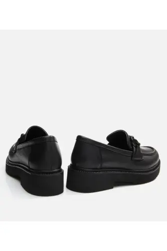 Haqiqiy Teri Qora Ayollar Loafer - 5