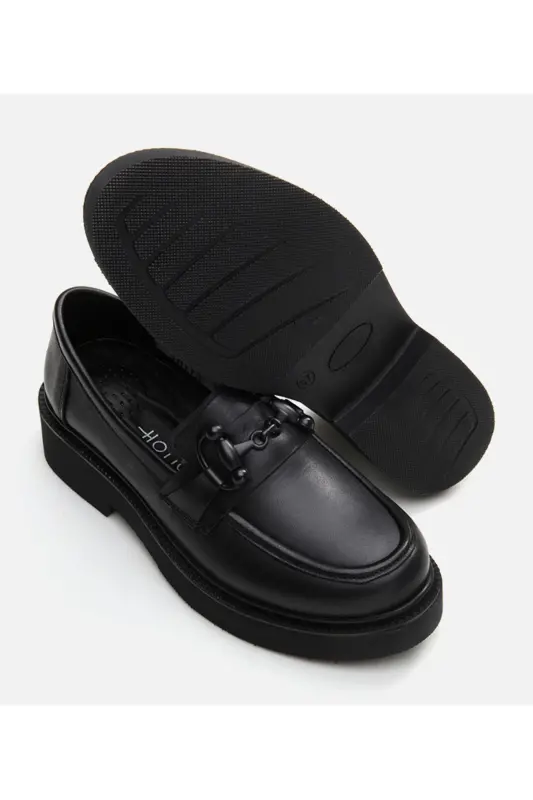 Haqiqiy Teri Qora Ayollar Loafer - 6