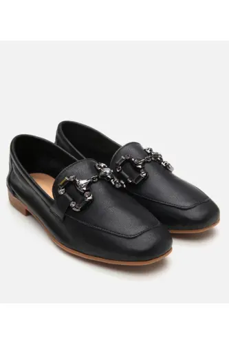 Haqiqiy teri qora ayollar loafer - HOTIÇ (1)