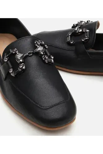 Haqiqiy teri qora ayollar loafer - 7