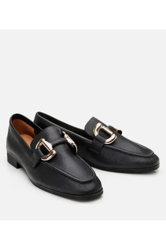 Haqiqiy teri qora ayollar toʻqali loafer - 2