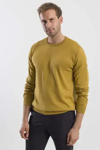 Hardal Slim Fit Bisiklet Yaka Triko Kazak - 3