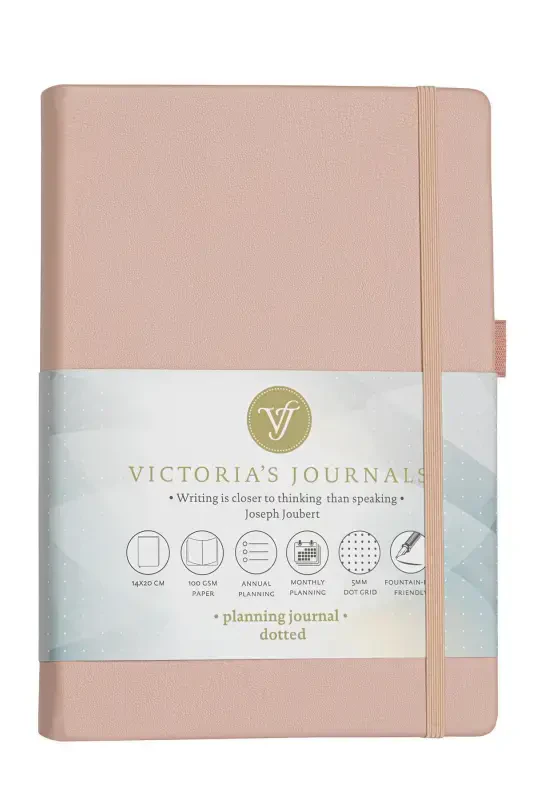 Hardcover Planner Dotted Notebook, 14x20 cm. -Pink-Pink - 1