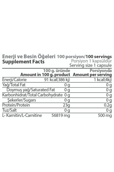 Hardline L-carnitine 100 Capsules - 6