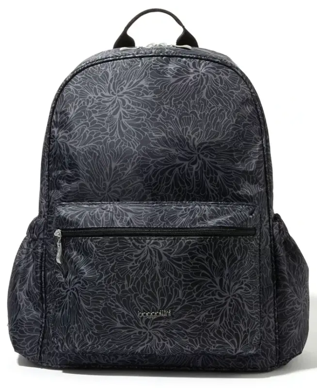 on the Go Small Laptop Backpack - Midnight Blossom Print- Polyester - BAGGALLINI