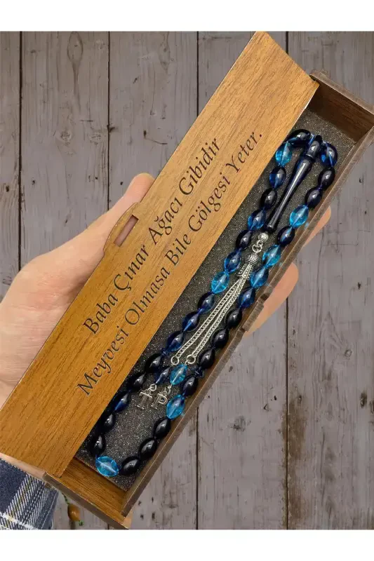 Harfli Arpa Kesim Petrol Moviy Tasbeh Dadaga Hush Bir Sovg'a,-petrol m.29 - 1