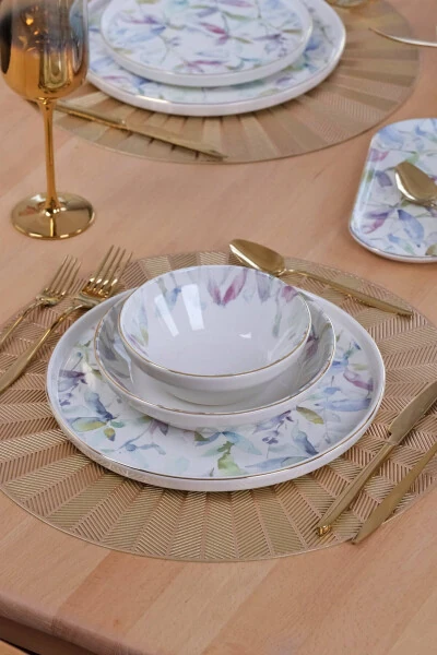 Harmony Altın Yaldızlı 27 Parça 6 Kişilik Seramik Yemek Takımı - GLORE (1)