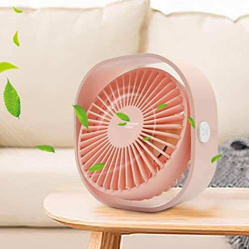 HARPAT Mini USB Desk Fan 3 Speed Personal Small Desktop Table Quiet USB Fan for Home Office Car Outdoor Travel (Pink) - 1