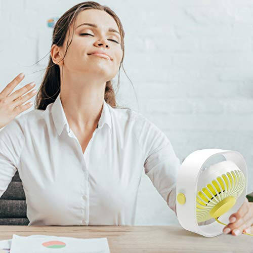 HARPAT Mini USB Desk Fan 3 Speed Personal Small Desktop Table Quiet USB Fan for Home Office Car Outdoor Travel (White) - 3