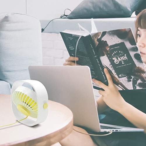 HARPAT Mini USB Desk Fan 3 Speed Personal Small Desktop Table Quiet USB Fan for Home Office Car Outdoor Travel (Pink) - 3