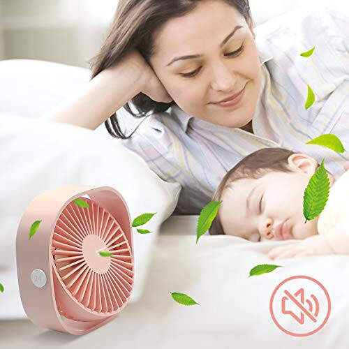 HARPAT Mini USB Desk Fan 3 Speed Personal Small Desktop Table Quiet USB Fan for Home Office Car Outdoor Travel (Pink) - 4