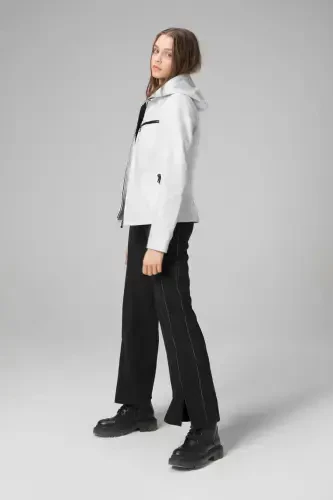 Harper Women's Hooded Slim Fit Genuine Leather Jacket White - Modazone (1)