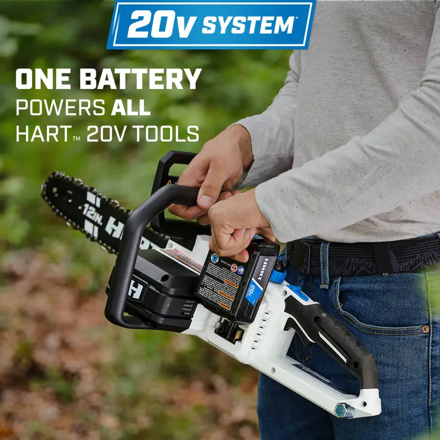 HART 20 Volt 12-дюймовая беспроводная цепная пила (1) 20-вольтовая литий-ионная батарея 4.0 Ач - 2