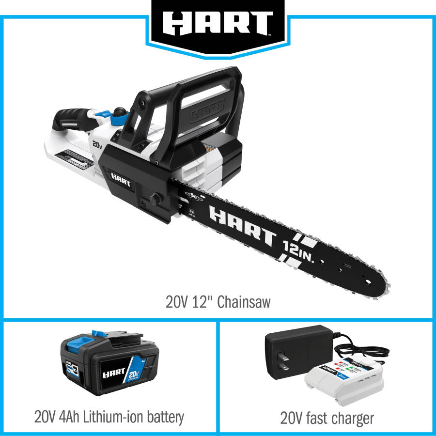 HART 20 Volt 12-Inch Cordless Chainsaw (1) 20-Volt 4.0Ah Lithium-Ion Battery - 6