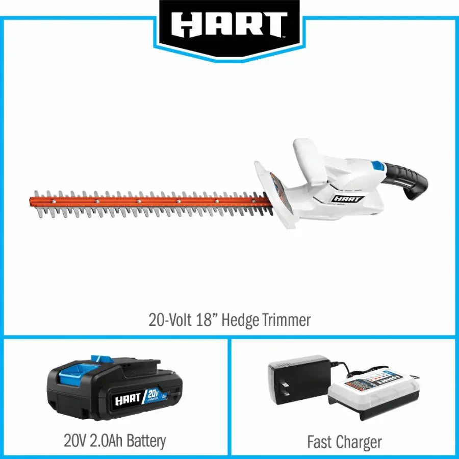 HART 20 Volt simsiz 18 dyuymli panjarali trimmer to'plami, (1) 2,0Ah lityum-ion batareyasi - 4