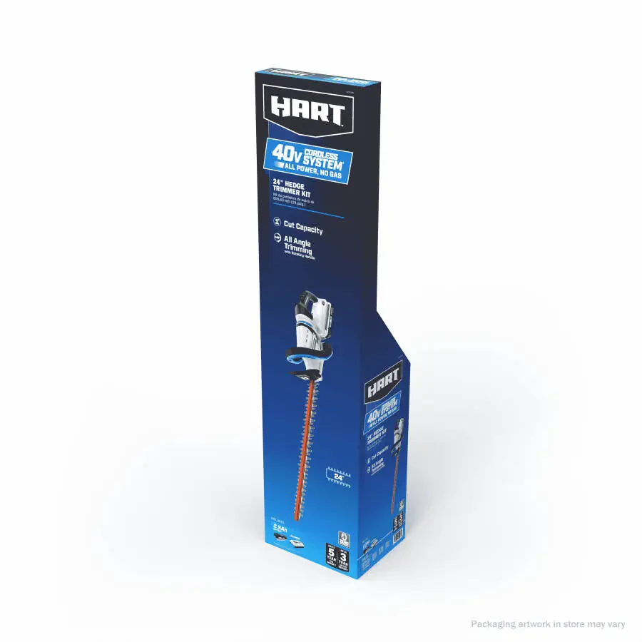 HART 40-Volt 24-inch Cordless Hedge Trimmer Kit, (1) 2.5Ah Lithium-Ion Battery - 39