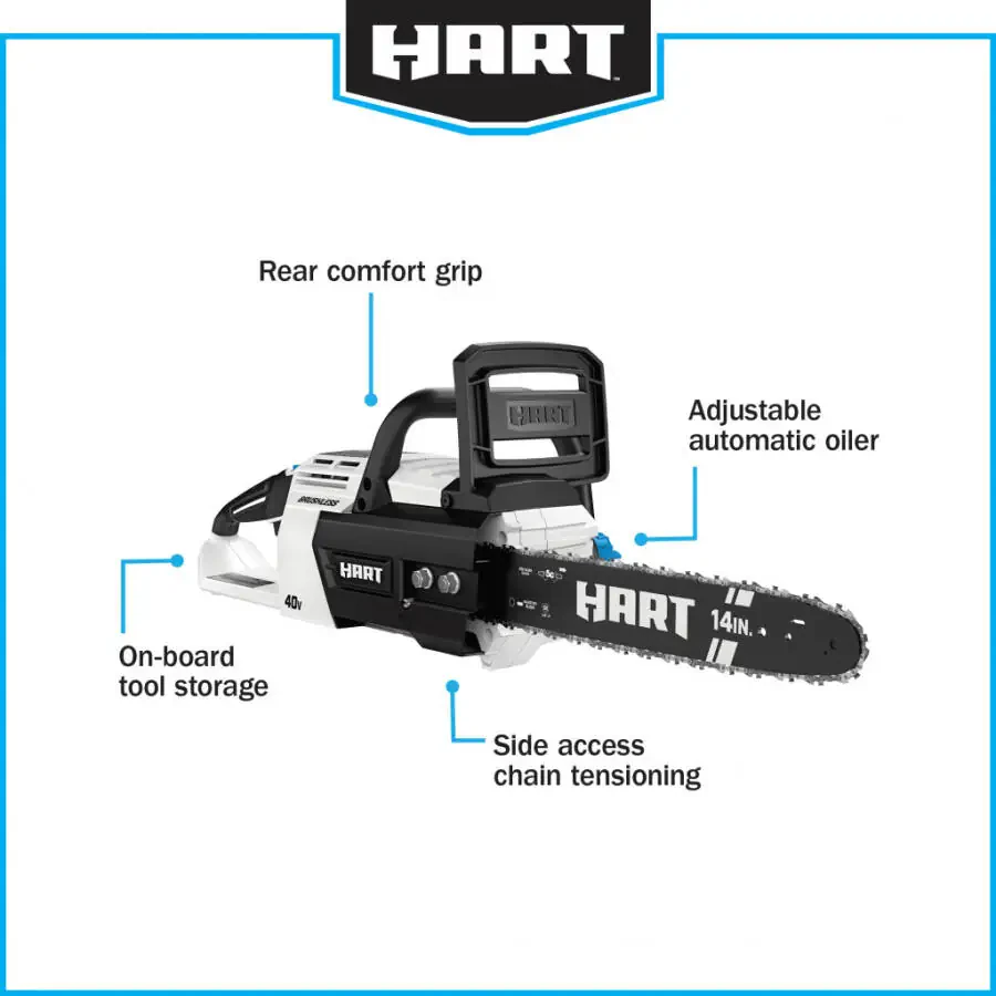 HART 40V Cordless Brushless 14 inch Chainsaw Kit (1) 4.0Ah Lithium-Ion Battery- - 3