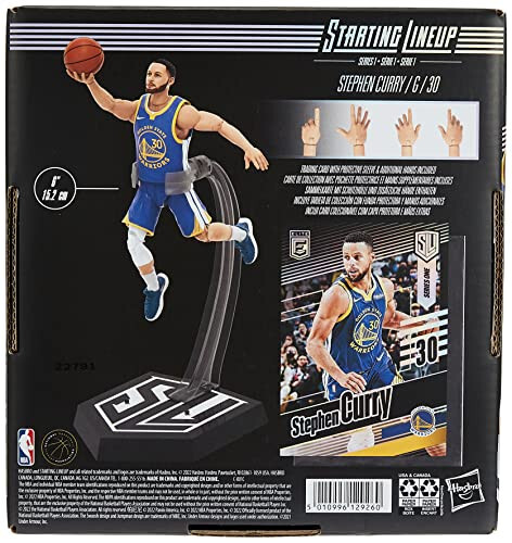 Hasbro Boshlang'ich Tarkibi NBA Seriyasi 1 Stiven Karri Stiven Karri 6 dyuymli Harakat Figurası Ekskluziv Panini Sport Savdo Karta Basketbol F8181 Haqiqiy - 6