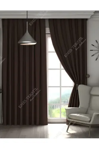 Hashamatli, achchiq to'q jigarrang Blackout qalin qoraytirilgan quyoshdan himoya qiluvchi parda (EN X BO'Y PİLESİZ TEK KANAT)-Jigarrang - 2