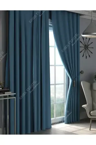 Hashamatli, Indigo Moviy Qora Uzoq Qorong'u Quyoshdan Saqlaydigan Parda (EN X BOY PİLESİZ TEK KANAT)-Moviy - PIERRE CARDIN (1)