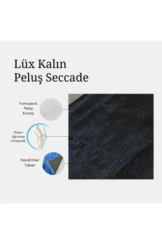 Hashamatli qalin yumshoq plyush joynamoz sirpanmaydigan taglik sep uchun sovg'a-qora - 3