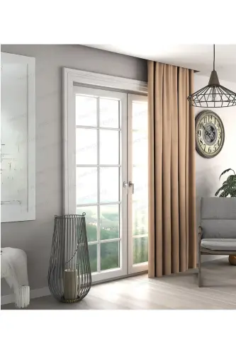 Hashamatli, sutli qahvarang blackout qalin qoraytma quyoshdan saqlovchi parda (EN X BO'Y PİLESİZ TEK KANAT)-Sutli Qahva - PIERRE CARDIN (1)