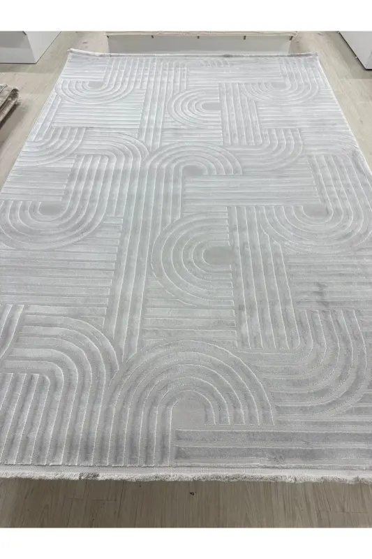 Haskaplan Modern Dokuma Salon Halısı Oturma Odası Halısı Mutfak Halısı-KREMM KREMM - 2